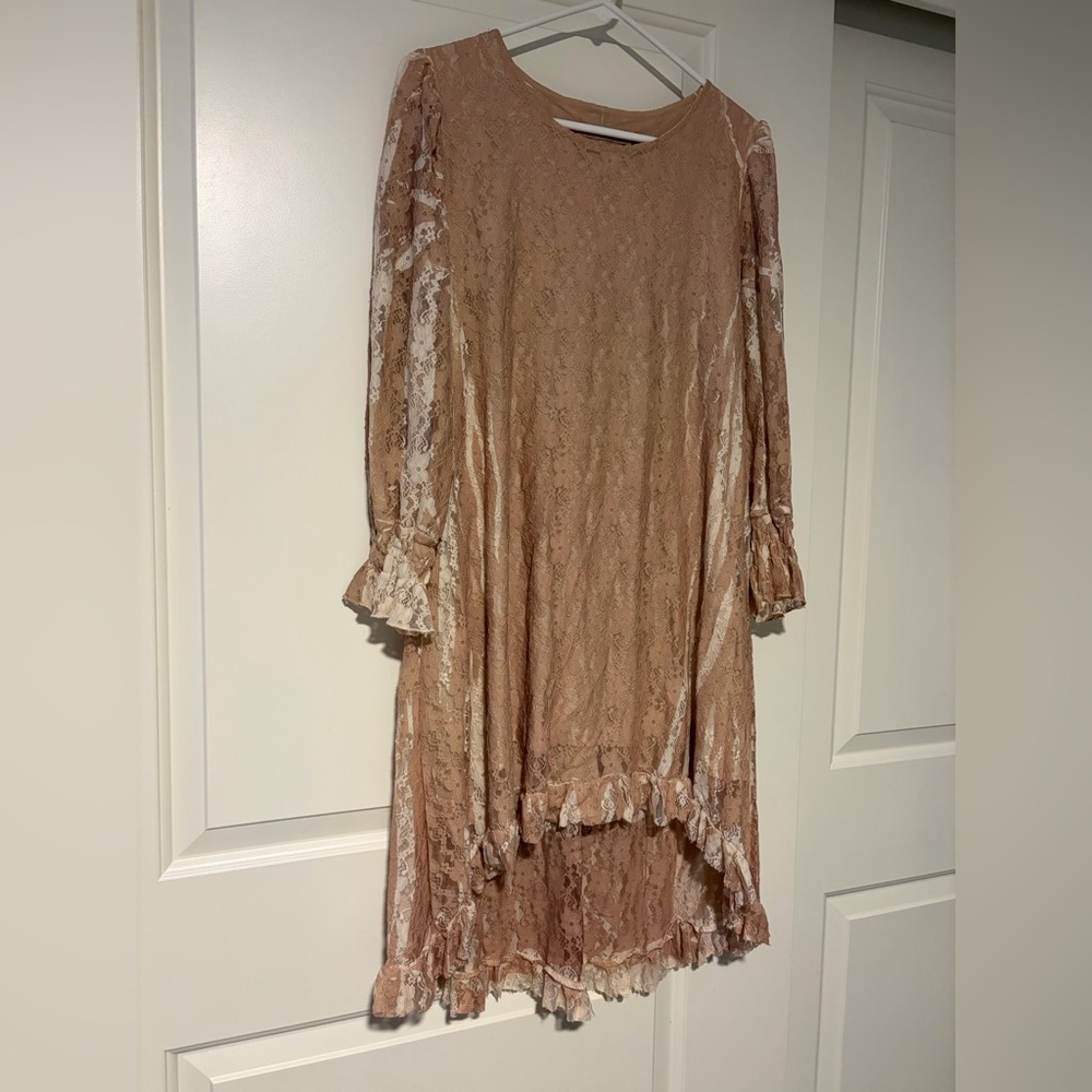 Cream/Tan Color Lace Women Dress